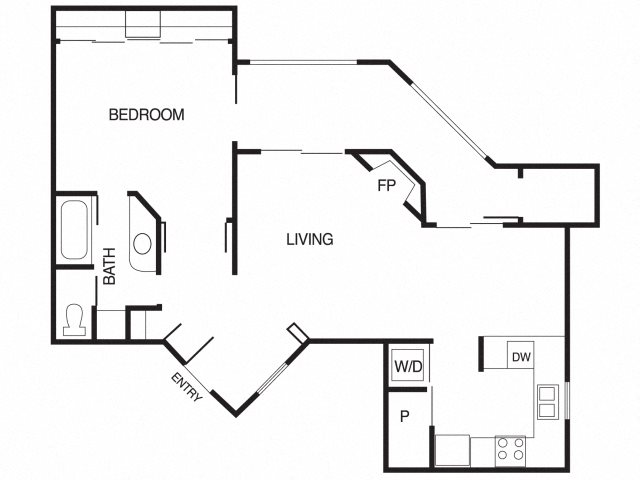 A3 1 Bed 1 Bath Floor Plan A3 1 Bed 1 Bath Floor Plan at Country Brook Apartments, 85226, AZ